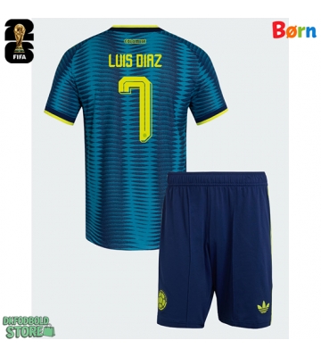 Colombia Luis Diaz #7 Replika Babytøj Udebanesæt Børn VM 2026 Kortærmet (+ Korte bukser)